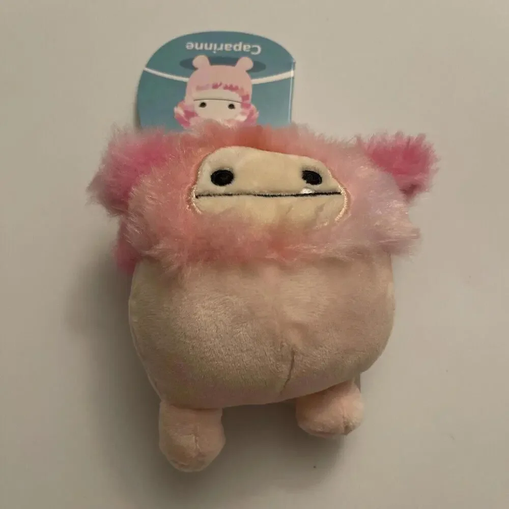 Squishmallow Keychain Clip-On 3.5 Caparinne the Pink Bigfoot Yeti" BNWT Kellytoy - Picture 1 of 3